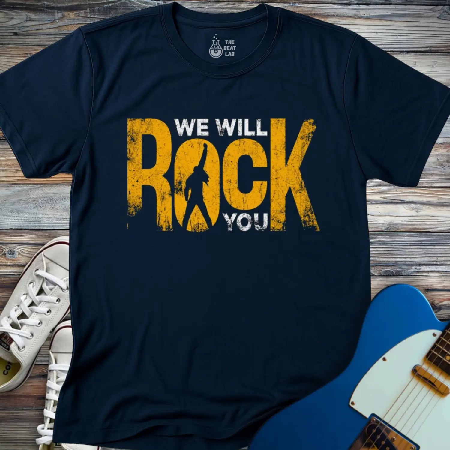 We Will Rock You T-shirt - Navy / S - T-Shirt