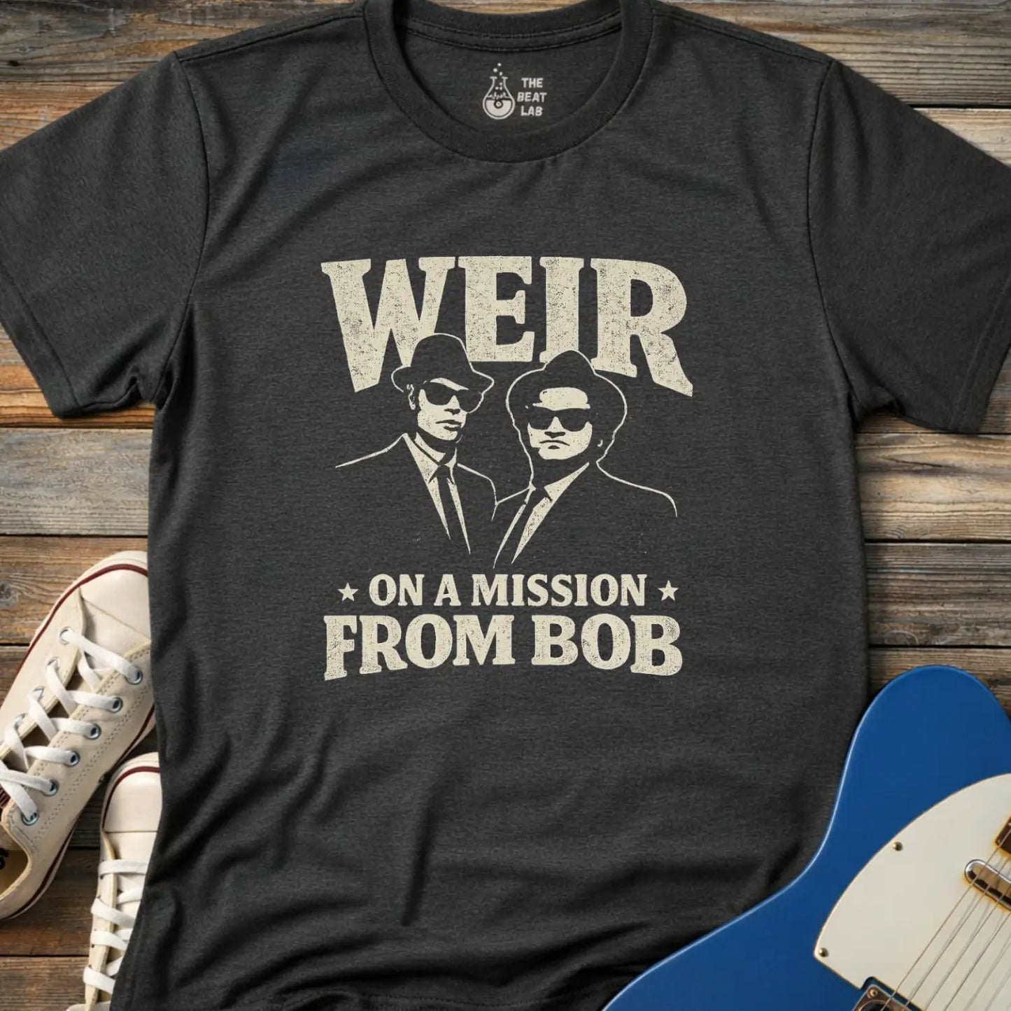 Weir on a Mission From Bob T-shirt - Dark Heather Grey / S - T-Shirt