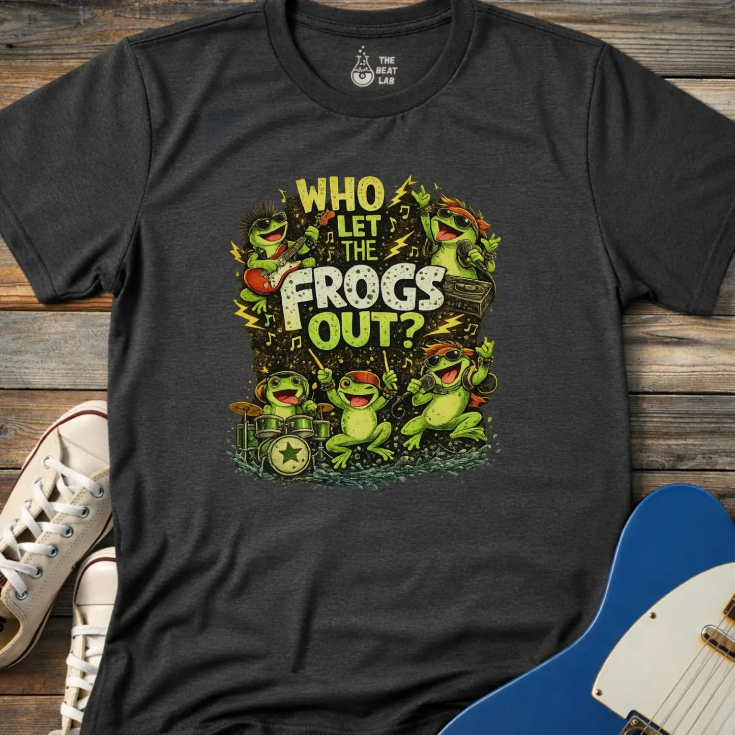 Who Let the Frogs Out T-shirt - Dark Heather Grey / S - T-Shirt