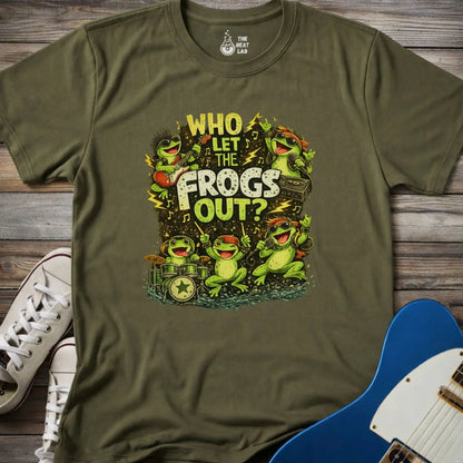 Who Let the Frogs Out T-shirt - Military Green / S - T-Shirt