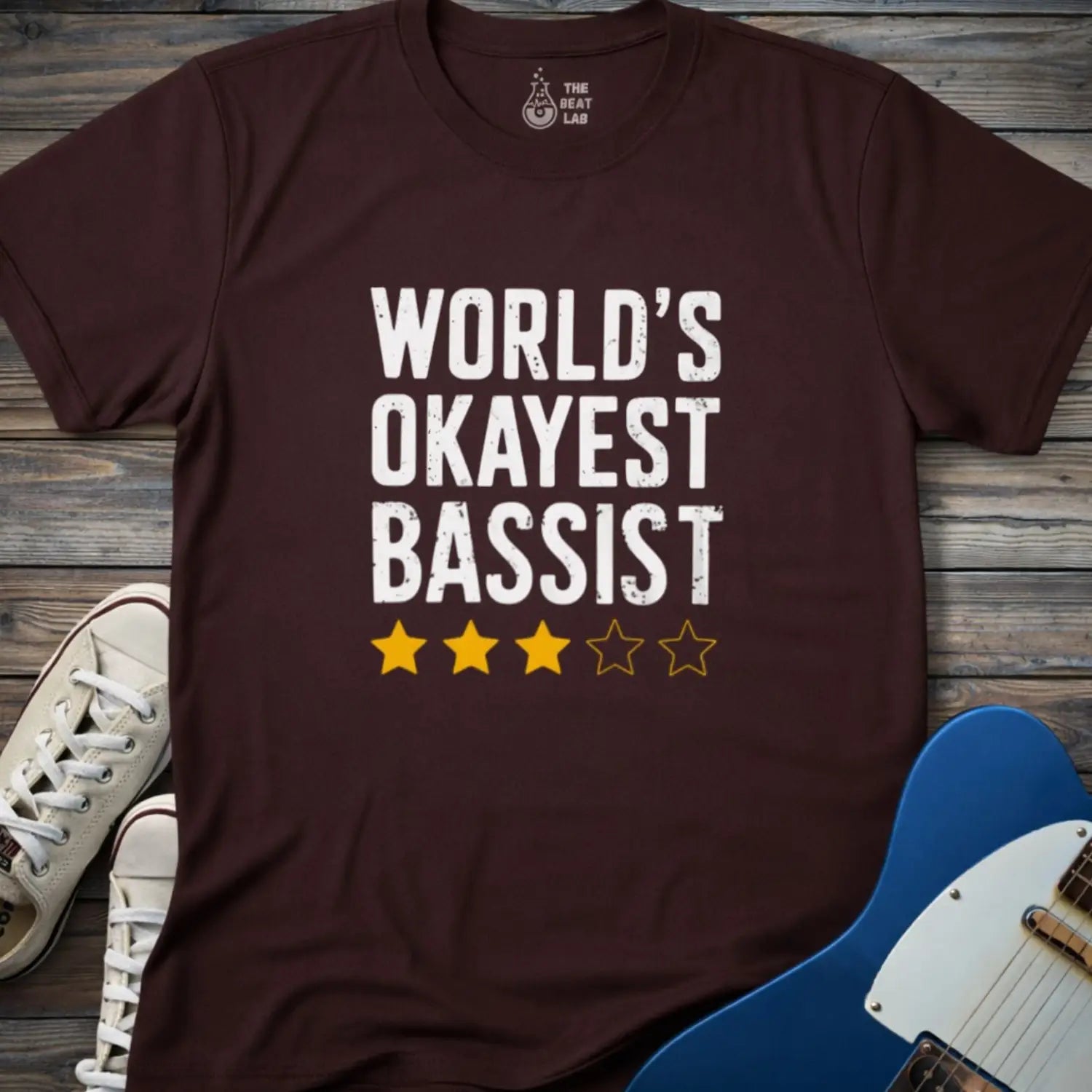 World’s Okayest Bassist T-shirt - Dark Chocolate / S - T-Shirt