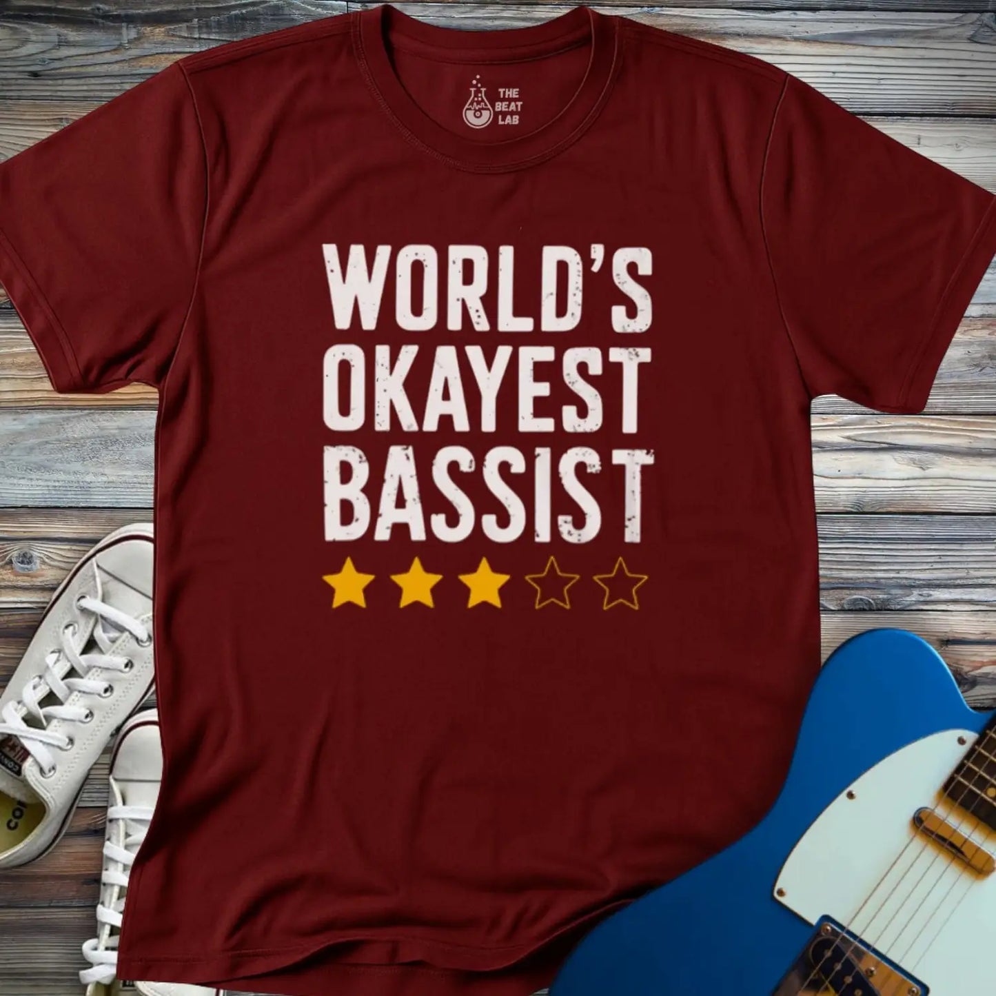 World’s Okayest Bassist T-shirt - Maroon / S - T-Shirt