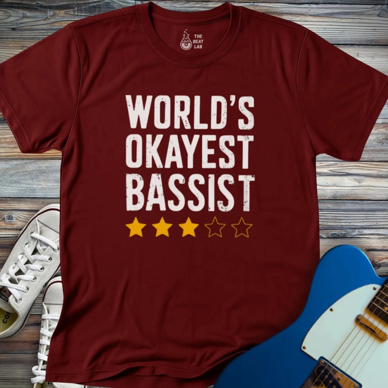 World’s Okayest Bassist T-shirt - Maroon / S - T-Shirt