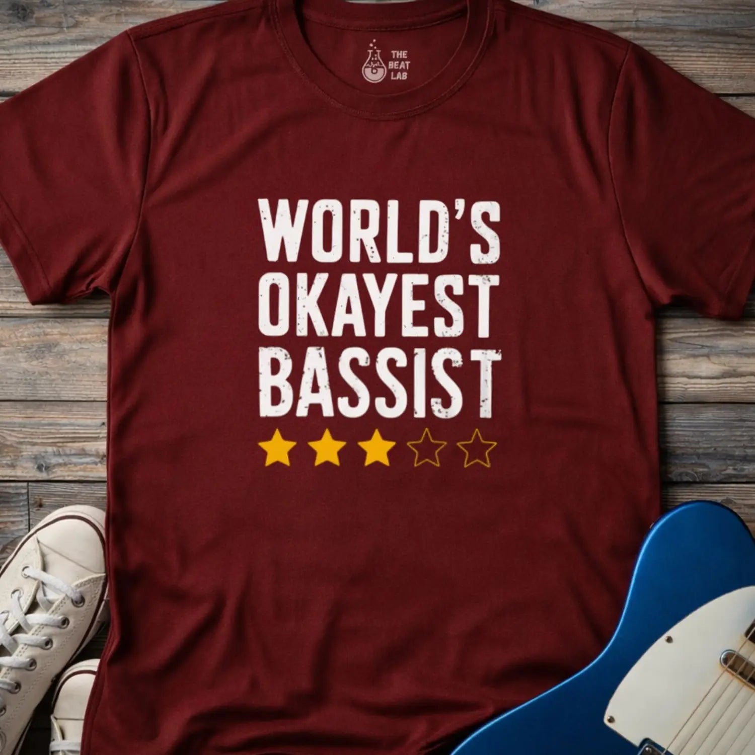 World’s Okayest Bassist T-shirt - Maroon / S - T-Shirt