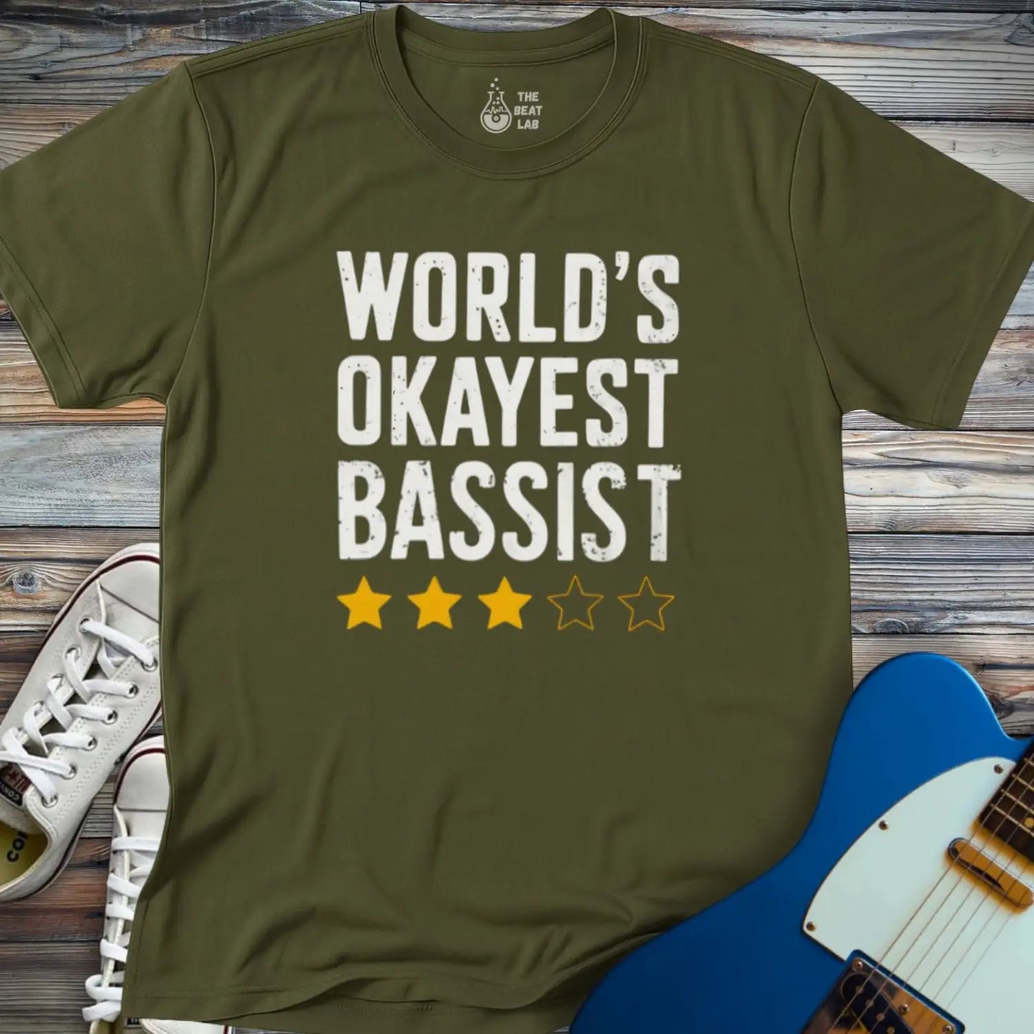 World’s Okayest Bassist T-shirt - Military Green / S - T-Shirt