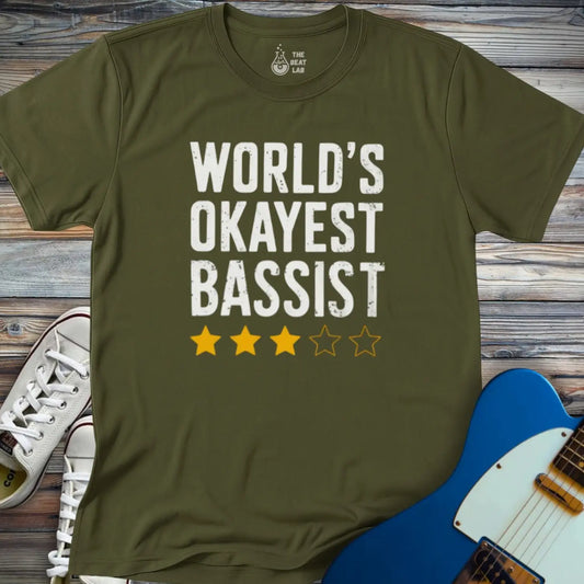 World’s Okayest Bassist T-shirt - Military Green / S - T-Shirt