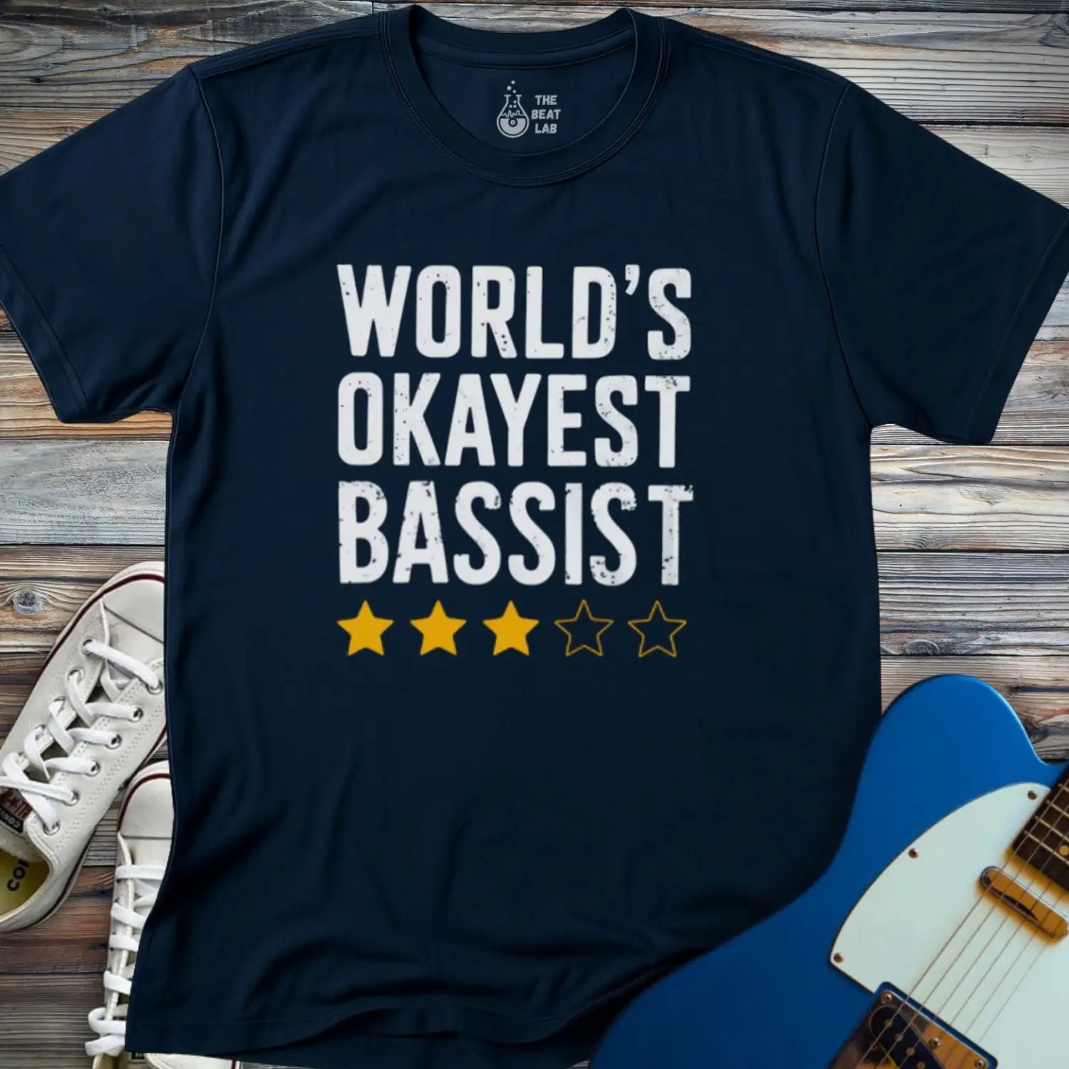 World’s Okayest Bassist T-shirt - Navy / S - T-Shirt