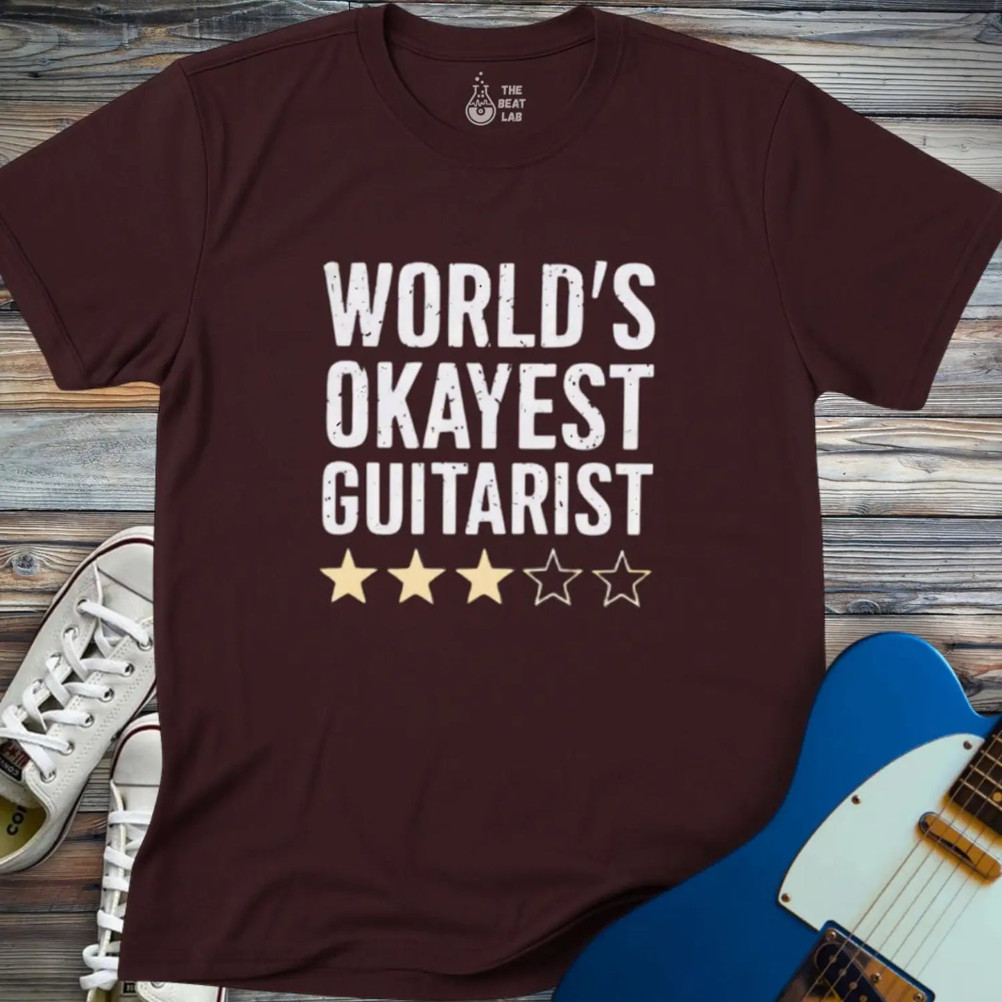 World’s Okayest Guitarist T-shirt - Dark Chocolate / S - T-Shirt