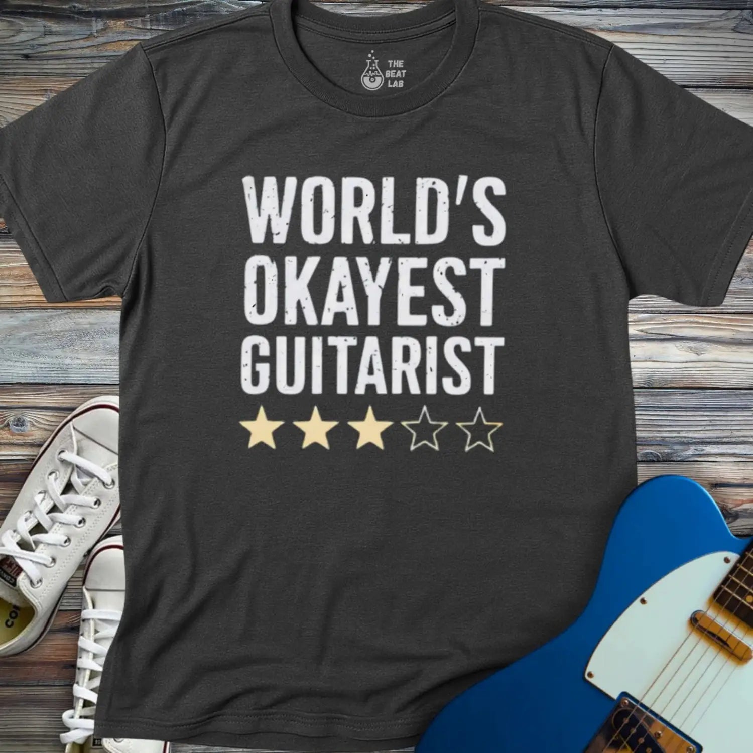 World’s Okayest Guitarist T-shirt - Dark Heather Grey / S - T-Shirt