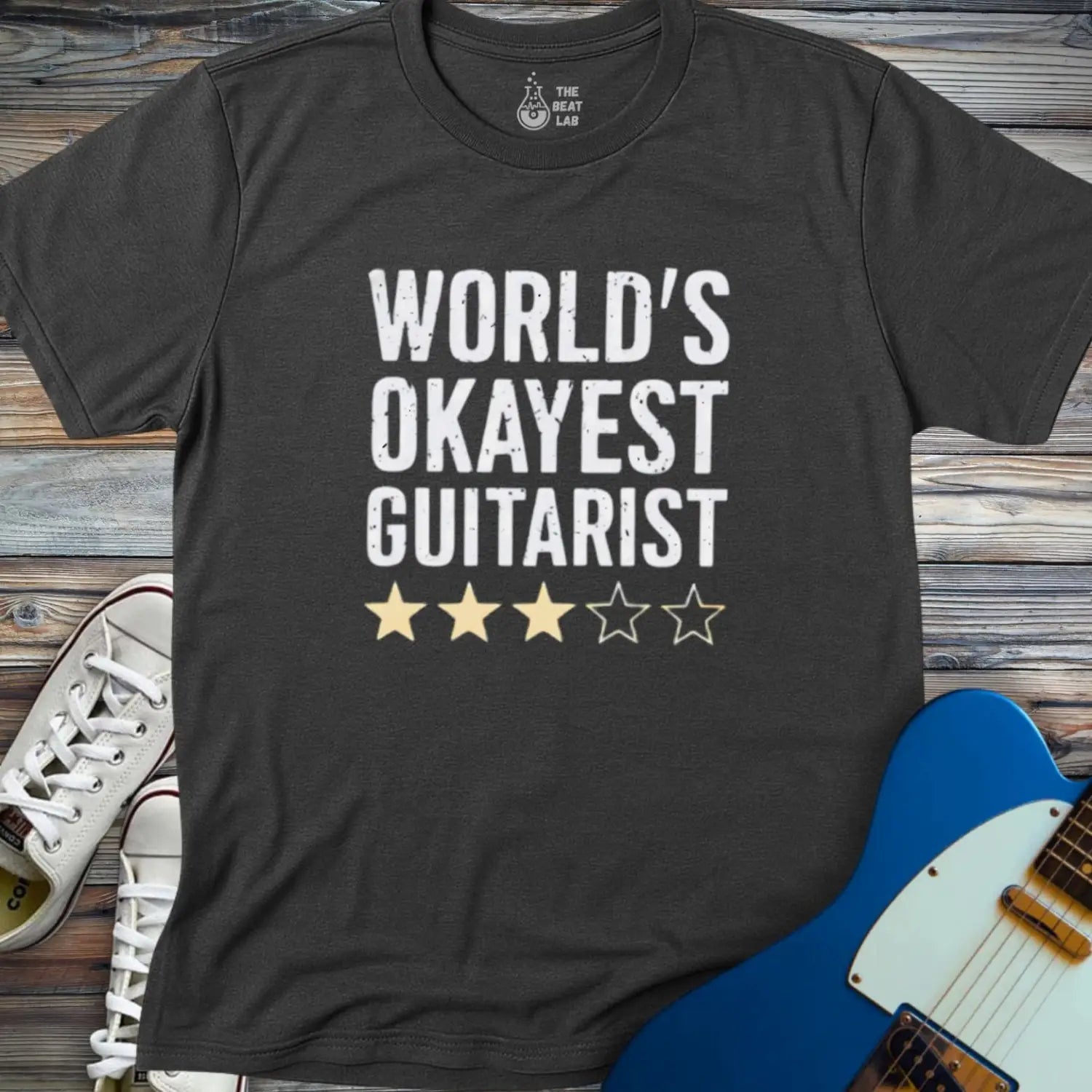 World’s Okayest Guitarist T-shirt - Dark Heather Grey / S - T-Shirt