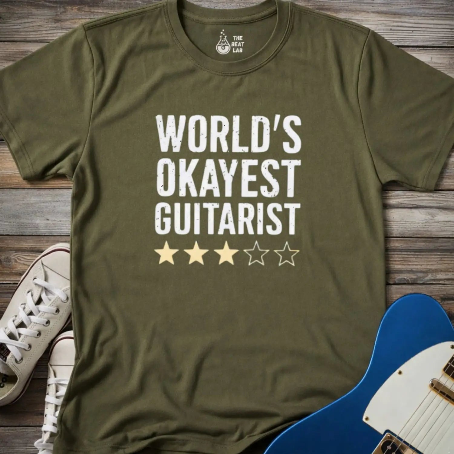 World’s Okayest Guitarist T-shirt - Military Green / S - T-Shirt