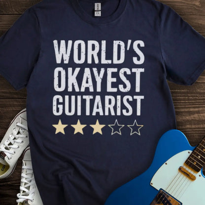 World’s Okayest Guitarist T-shirt - Navy / S - T-Shirt