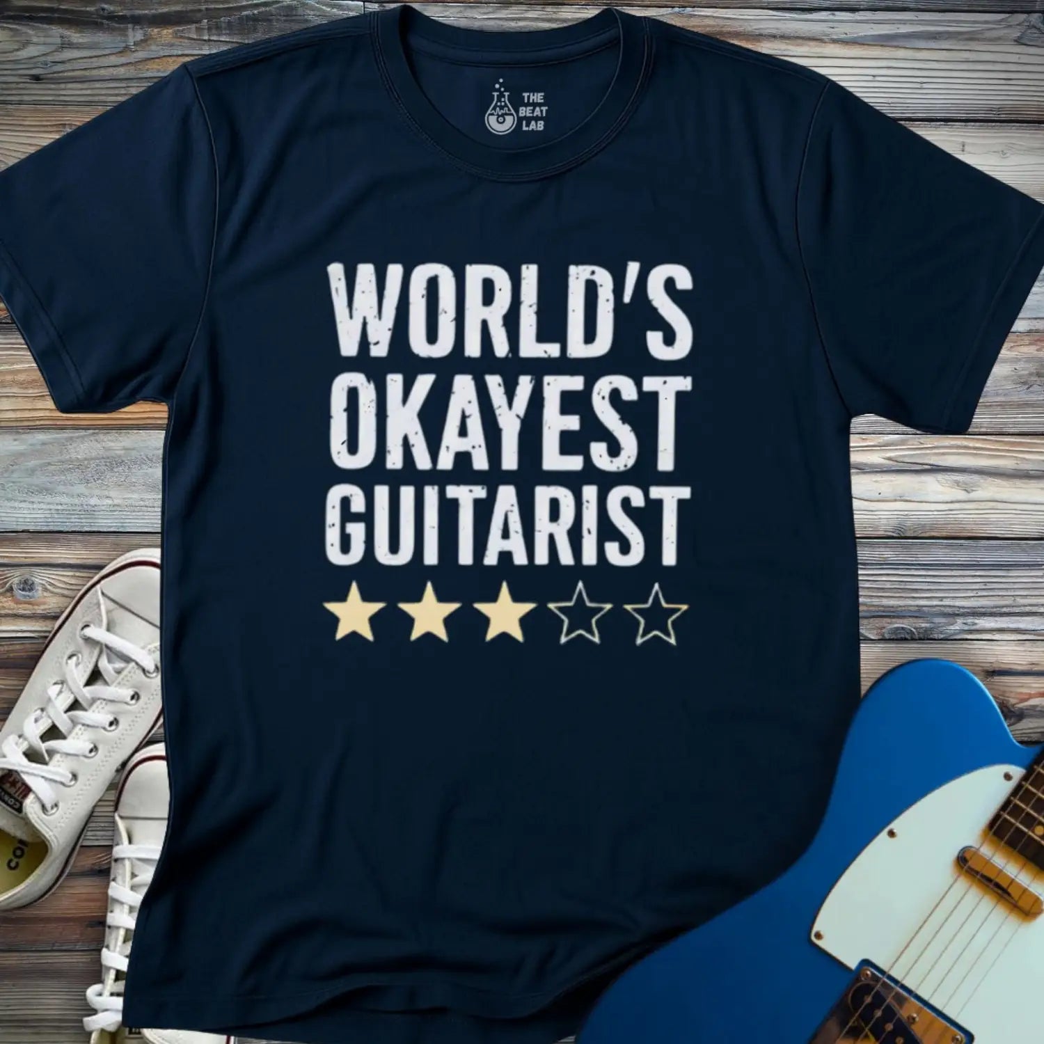 World’s Okayest Guitarist T-shirt - Navy / S - T-Shirt