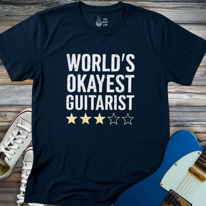 World’s Okayest Guitarist T-shirt - Navy / S - T-Shirt